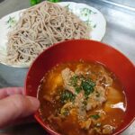 ご飯が欲しくなる！【豚キムチつけ蕎麦】